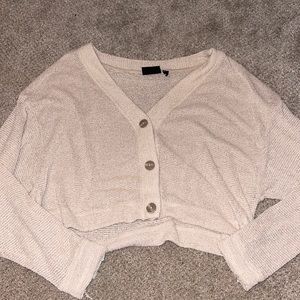 Cropped pull over, cream, size medium